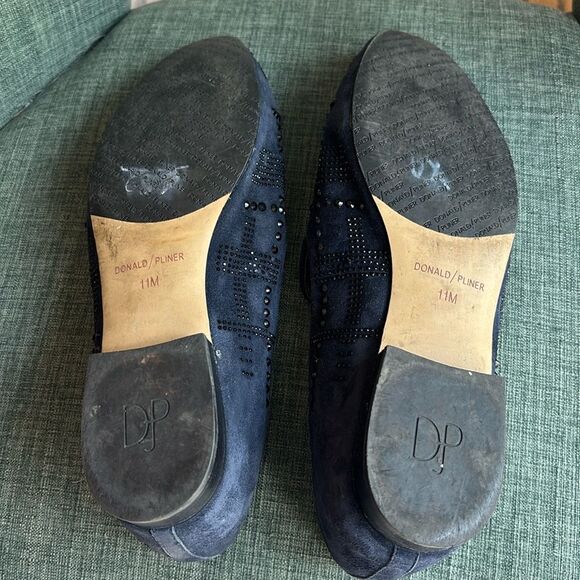 Donald J. Pliner Women’s crystal Black Studded blue suede Loafers shoes size 11 - Picture 9 of 12